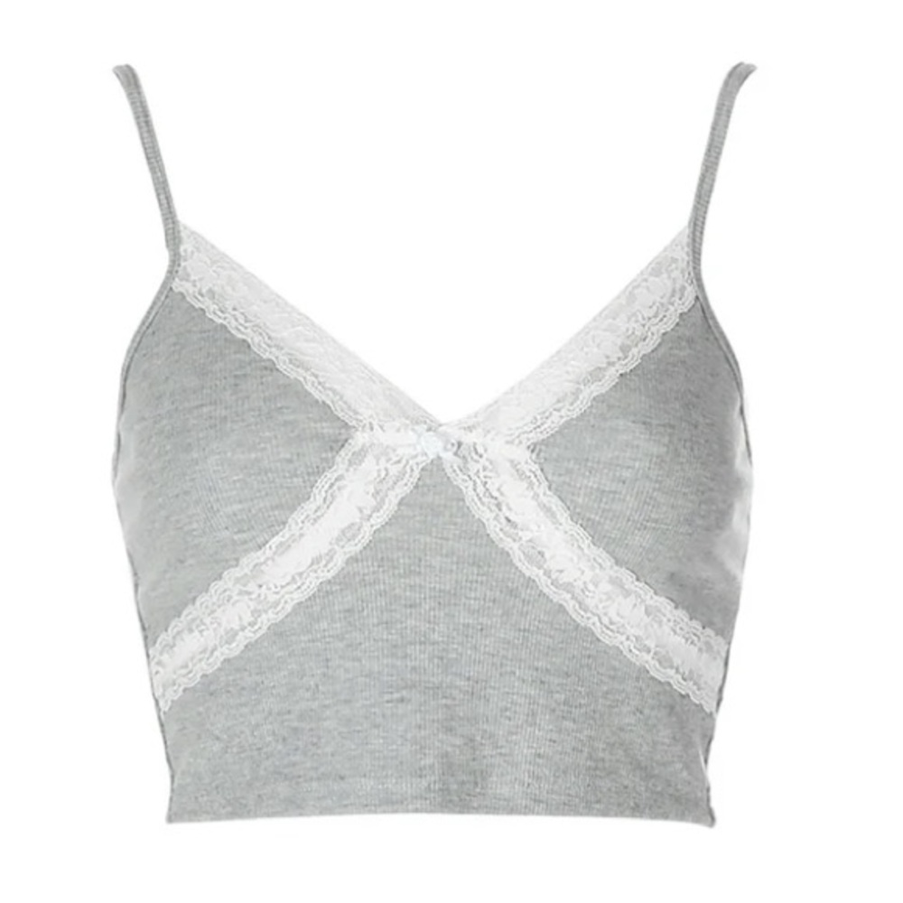 Y2K Crossed-Lace Tank Top (Cropped)